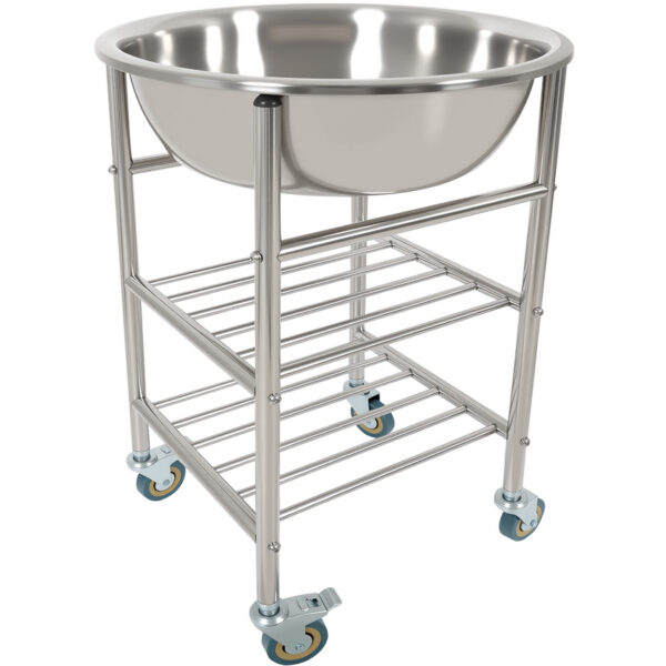 Nerūsējošā tērauda maisīšanas bļodu ratiņi ar bļodu un 2 plauktiem 622x457x838mm | Adexa MBXS002