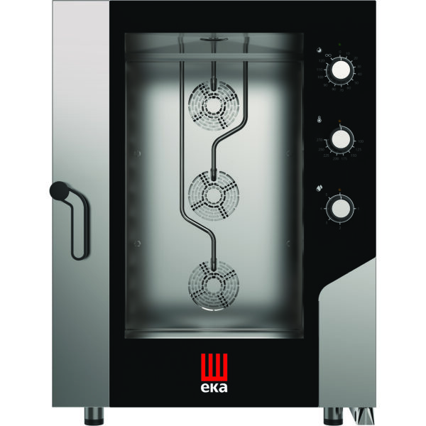 Profesionālais Kombinētais Tvaika Krāsns Elektriskais 10 paplātes GN1/1 & 600x400m Elektromehāniskā Vadība Tiešā Tvaika | Tecnoeka MKF1016S