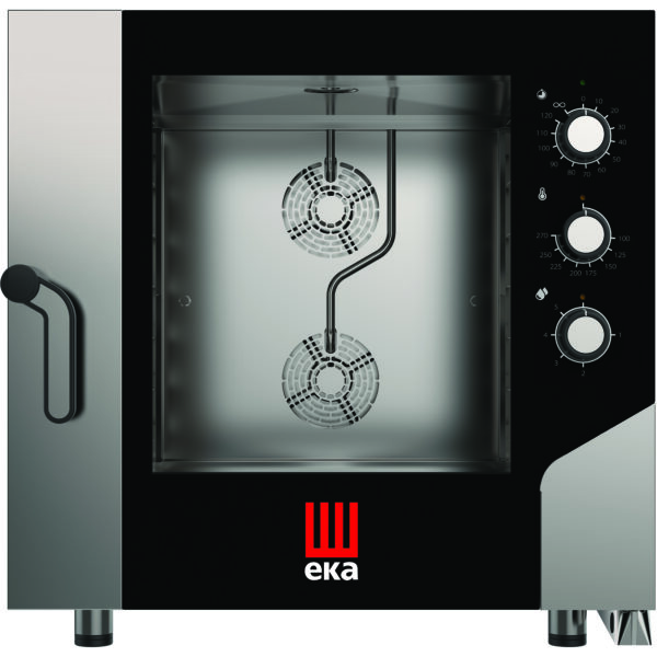 Profesionālais Kombinētais Tvaika Cepeškrāsns Elektriskais 6 paplātes GN1/1 un 600x400mm Elektromehāniskā Vadība Tiešais tvaiks | Tecnoeka MKF616S