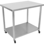 Komerciāls mobilais darba galds ar ritentiņiem, nerūsējošā tērauda apakšējā plaukts 1000x700x900mm | Adexa DWTC70100
