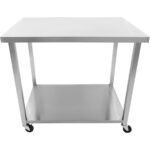 Komerciāls mobilais darba galds ar ritentiņiem, nerūsējošā tērauda apakšējā plaukts 1000x700x900mm | Adexa DWTC70100 - Image 6