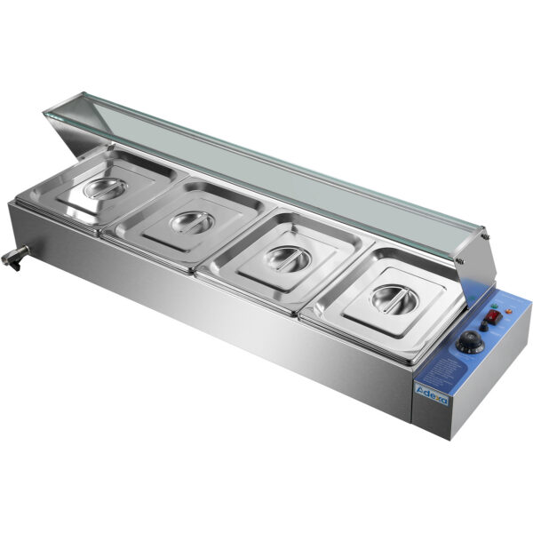Komerciālais Bain Marie ar stikla aizsargu 4xGN1/2 | Adexa HBM24