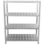 Nerūsējošā tērauda plauktu vienība kvadrātveida kājas 4 plaukti ar caurumiem | Adexa QHSSP1505 - Image 3