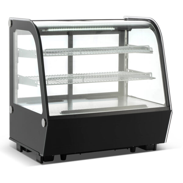Displeja vitrīna ledusskapis 120 litri 2 plaukti Noapaļots priekšpuse Melns | Adexa CW120RB