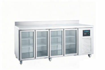 Komerciālais atdzesētais lete ar 4 stikla durvīm GN1/1 aizmugurējo aizsargu | Adexa DRGN4200TNG