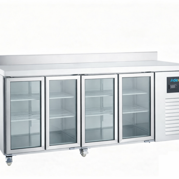 Komerciālais atdzesētais lete ar 4 stikla durvīm GN1/1 aizmugurējo aizsargu | Adexa DRGN4200TNG