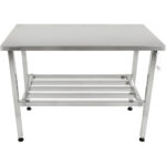 Pacelams nerūsējošā tērauda darba galds 1200x600x700-1000mm ar apakšējo plauktu | Adexa MCEWA60120 - Image 7