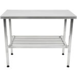 Pacelams nerūsējošā tērauda darba galds 1200x600x700-1000mm ar apakšējo plauktu | Adexa MCEWA60120 - Image 2