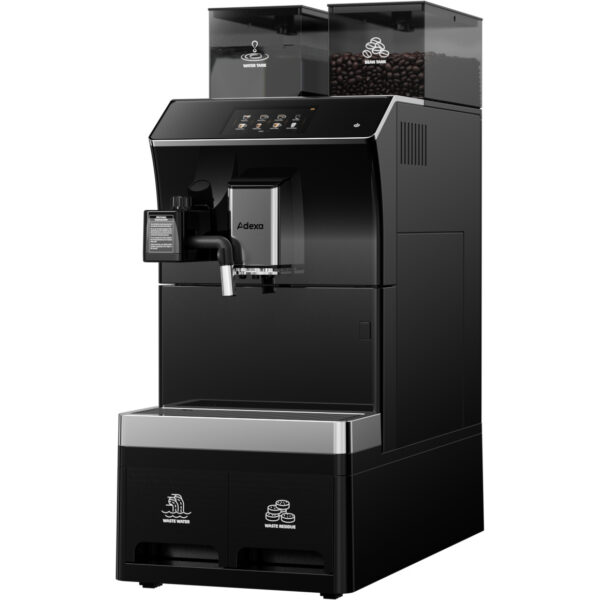 Komerciālā kafijas automāts pilnībā automātisks no pupiņām līdz krūzei 16 dzērieni 3 ūdens pieslēguma iespējas Dubultie dzērieni Ārējais piena putotājs | Adexa BTB1013