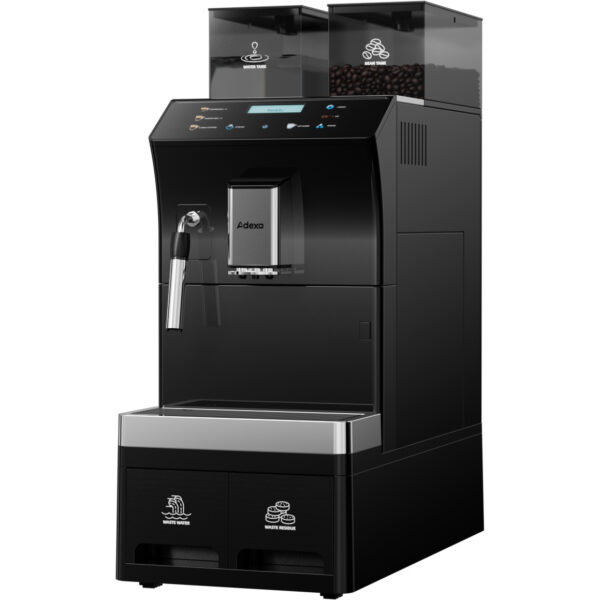 Komerciālā kafijas automāts pilnībā automātisks no pupiņām līdz krūzei 8 dzērieni 3 ūdens pieslēguma iespējas Tvaika stienis | Adexa BTB1015