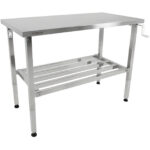 Pacelams nerūsējošā tērauda darba galds 1200x600x700-1000mm ar apakšējo plauktu | Adexa MCEWA60120