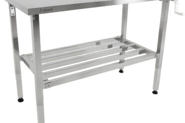 Pacelams nerūsējošā tērauda darba galds 1200x600x700-1000mm ar apakšējo plauktu | Adexa MCEWA60120