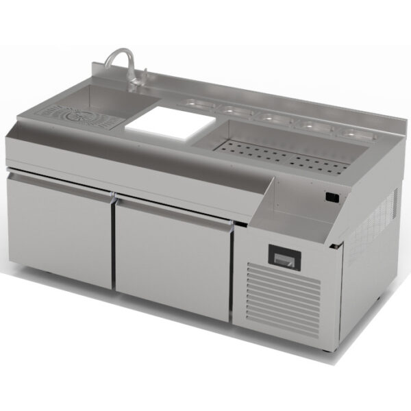 Komerciālais bāra ledusskapis 310 L – 2 atvilktnes ar kokteiļu vienību | Adexa TPG72L2DCT157