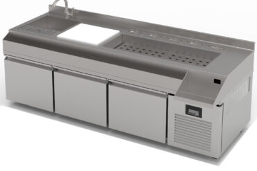 Profesionāls bāra ledusskapis 580 L – 3 atvilktnes – nerūsējošais tērauds ar kokteiļu vienību | Adexa TPG73L3DCT207