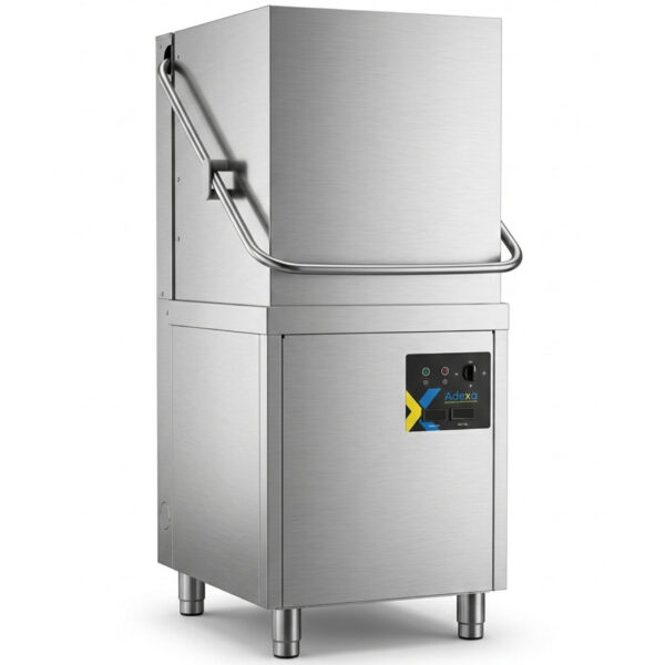 Caurplūdes trauku mazgājamā mašīna 500mm grozs 30 grozi/stundā Drenāžas sūknis Mazgāšanas līdzekļa dozators Skalošanas līdzekļa sūknis 400V/3 fāzes | Adexa WZ100DRDP