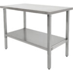 Pacelams nerūsējošā tērauda darba galds 1200x600x700-1000mm ar plakanu apakšējo plauktu | Adexa MCEWB60120 - Image 7