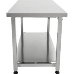 Pacelams nerūsējošā tērauda darba galds 1200x600x700-1000mm ar plakanu apakšējo plauktu | Adexa MCEWB60120 - Image 3